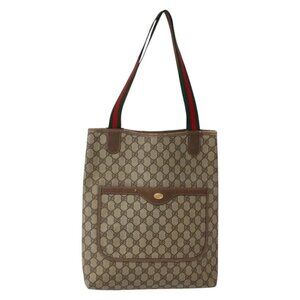 GUCCI GG Supreme Web Sherry Line Tote Bag PVC Beige Red 39 02 003 Auth bs29508